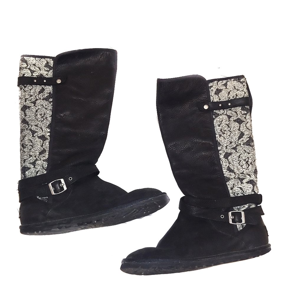 Ugg Marielle Tall Lace-Back Shearing Boots